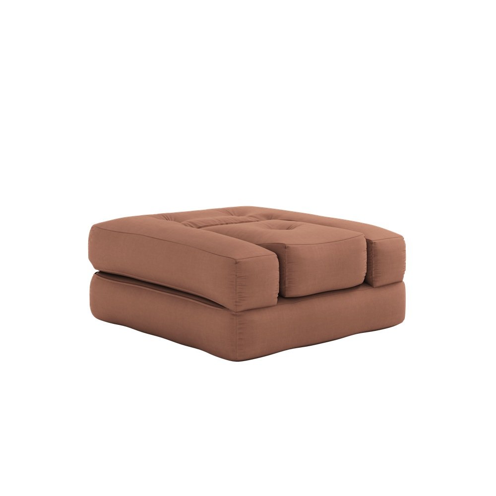 Fauteuil futon standard convertible CUBE CHAIR couleur brun argile